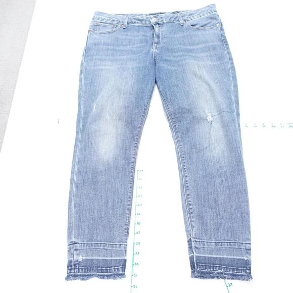 Lucky Brand Los Angeles Lolita Crop Jeans Womens 14/32 Blue Cotton Frayed Hem - Picture 1 of 12